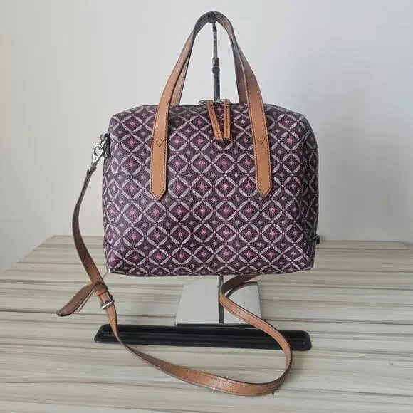 Fossil Sydney Satchel Geometric Pattern with Crossbody Strap - Picture 2 of 9